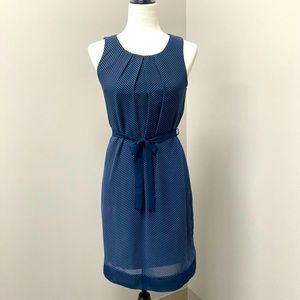 Navy white polka dot midi sleeveless dress.